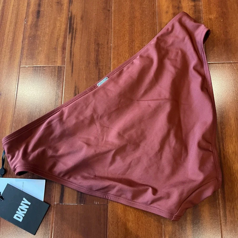 DKNY Bikini Bottom Swim Terracotta Rust‎ Brown Solid UPF New NWT Size XL